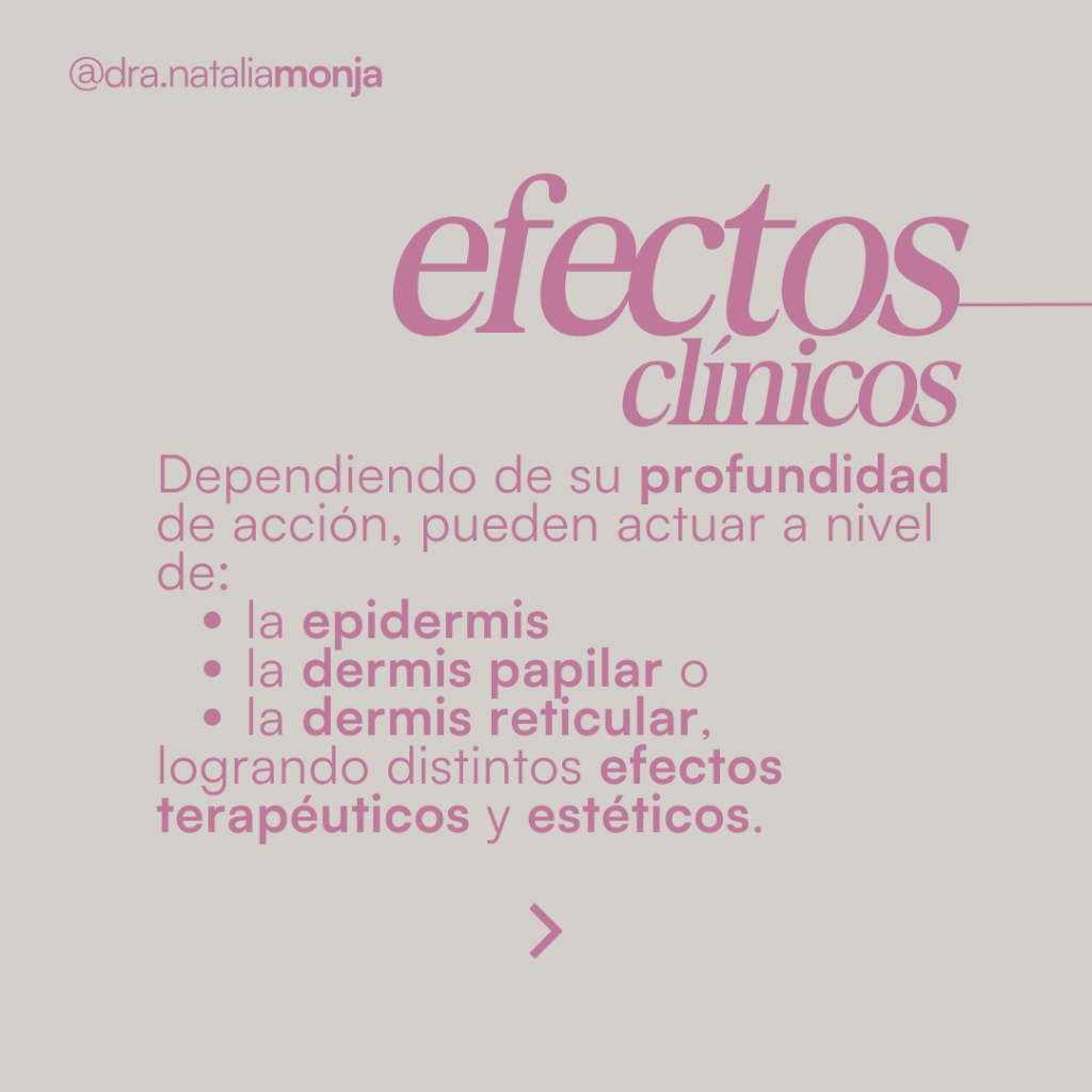 infografía sobre los efectos clínicos de los peelings químicos