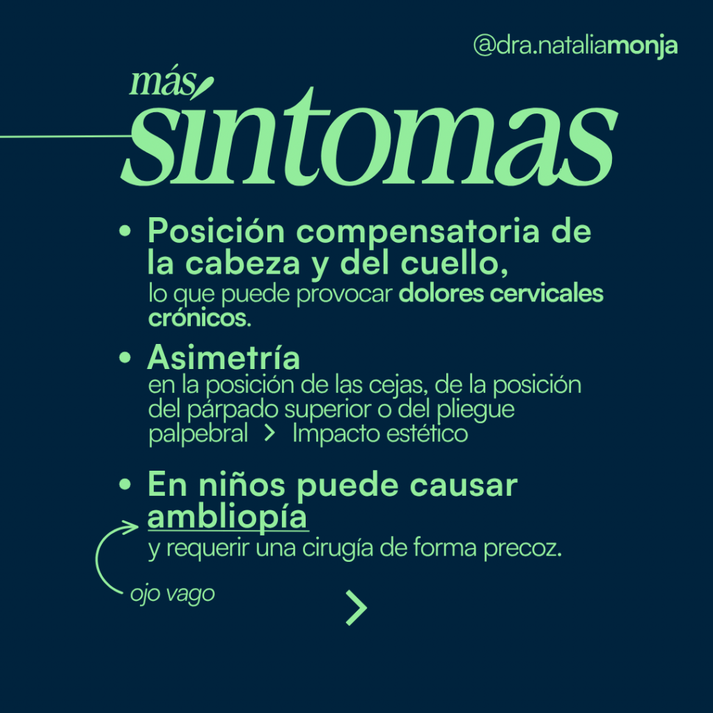 infografia con más síntomas de la ptosis palpebral