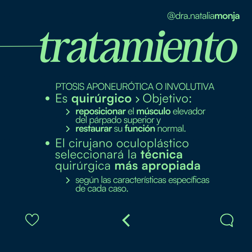 infografia con la explicación del tratamiento de la ptosis palpebral